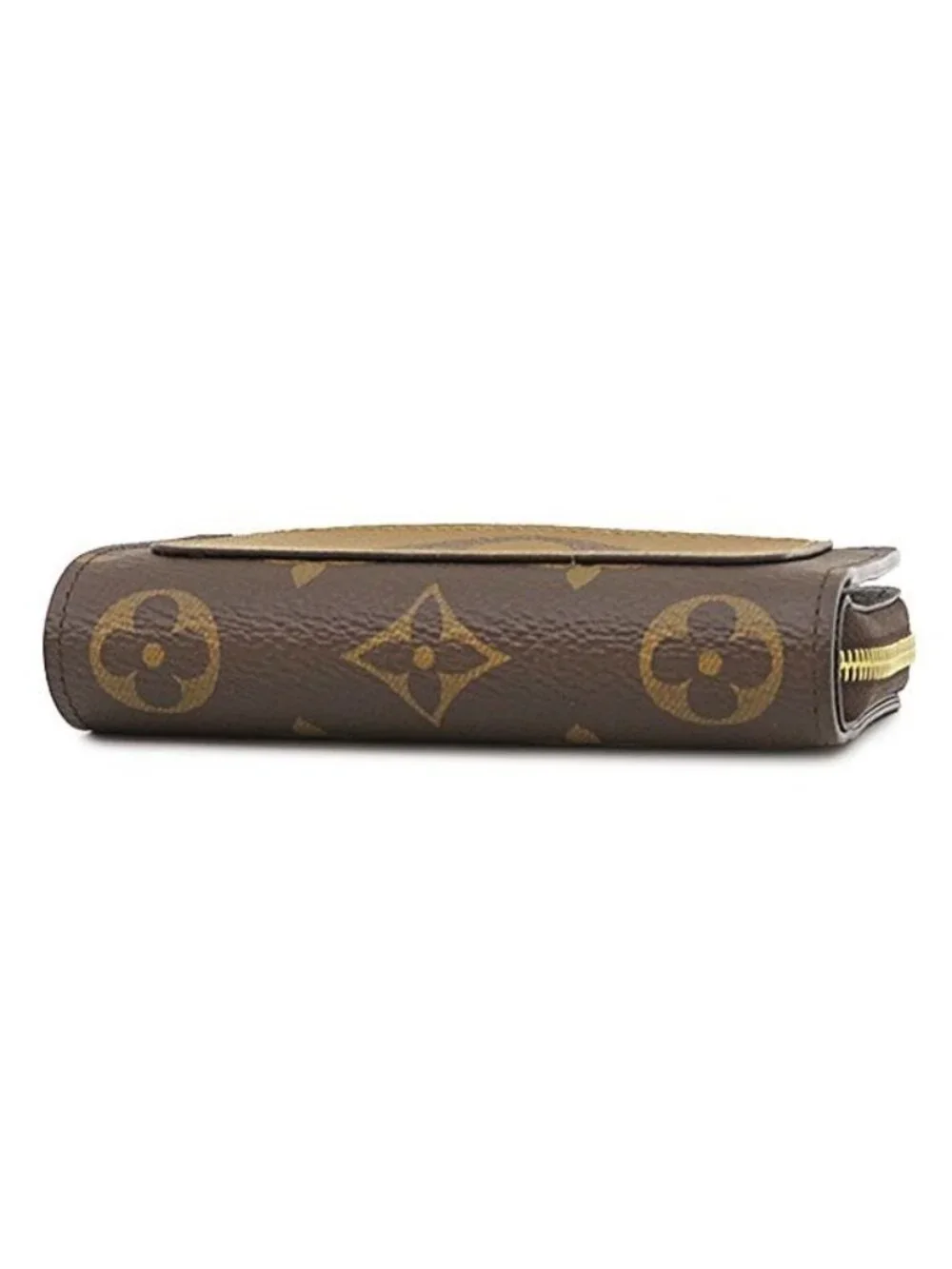 Louis Vuitton Bifold Wallet Portefeuille Lou Monogram Canvas Reverse Gold Brown